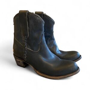 Women's Lane Blue Leather Heeled Boots
